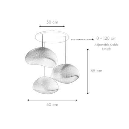 Brilagi - Lampa wisząca na lince WABI SABI 3xE27/40W/230V średnica 60 cm biała