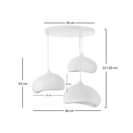 Brilagi - Lampa wisząca na lince WABI SABI 3xE27/40W/230V średnica 60 cm biała