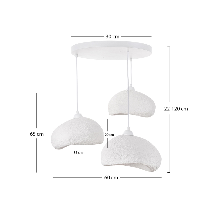 Brilagi - Lampa wisząca na lince WABI SABI 3xE27/40W/230V średnica 60 cm biała