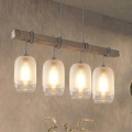 BRILAGI - Lampa wisząca na lince WOOD GLASS 4xE27/60W/230V sosna/szary/biały
