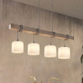 BRILAGI - Lampa wisząca na lince WOOD GLASS 4xE27/60W/230V sosna/szary/biały