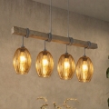 BRILAGI - Lampa wisząca na lince WOOD GLASS 4xE27/60W/230V sosna/szary/przydymiony brąz