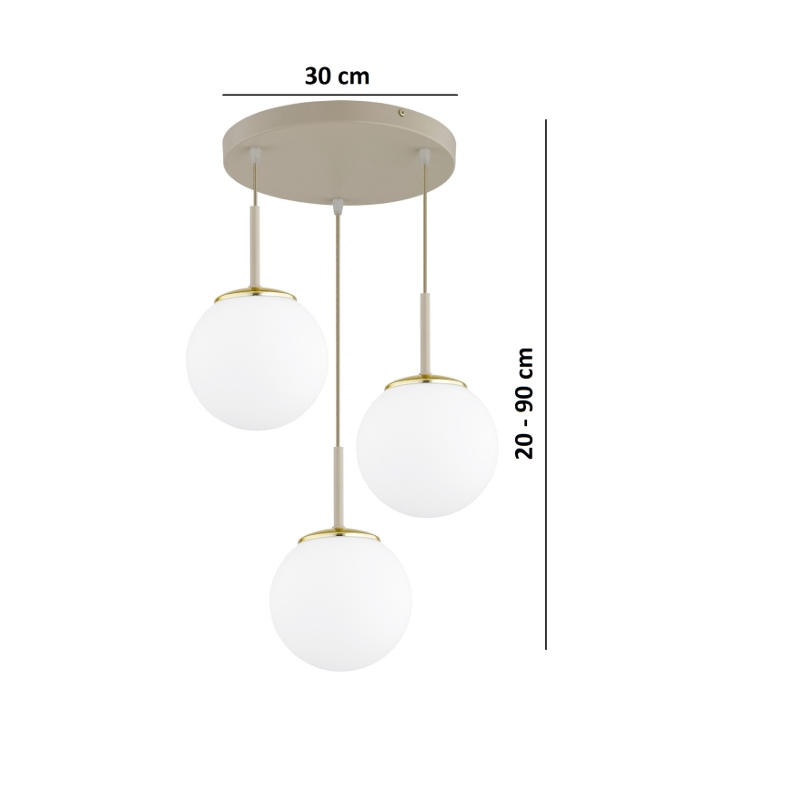 Brilagi - Lampa wisząca na linkach 3xE27/60W/230V beżowa/złota