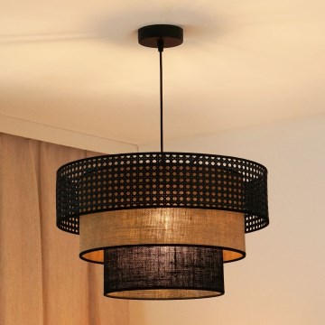 Brilagi - Lampa wisząca na linkach DAKOTA LUNETA 1xE27/15W/230V śr. 45 cm czarna/rattan