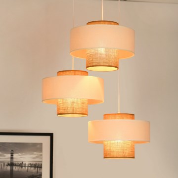 Brilagi - Lampa wisząca na linkach DALLAS 3xE27/15W/230V brązowy/kremowy/biały
