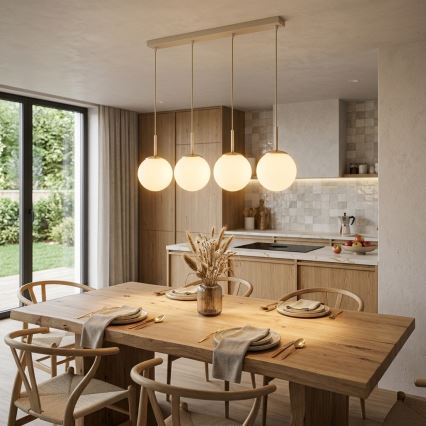 Brilagi - Lampa wisząca na linkach MILO 4xE27/60W/230V beżowy/złoty