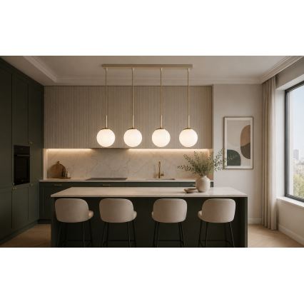 Brilagi - Lampa wisząca na linkach MILO 4xE27/60W/230V beżowy/złoty