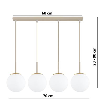 Brilagi - Lampa wisząca na linkach MILO 4xE27/60W/230V beżowy/złoty