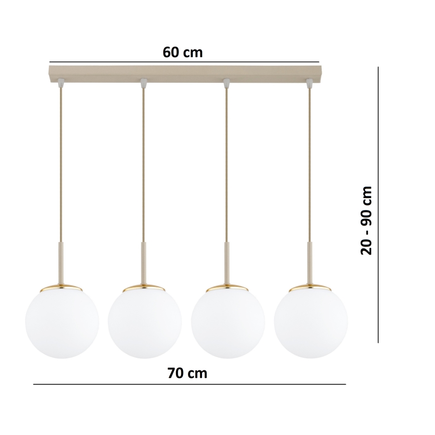 Brilagi - Lampa wisząca na linkach MILO 4xE27/60W/230V beżowy/złoty