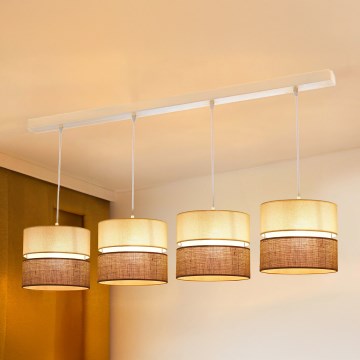 Brilagi - Lampa wisząca na linkach ROYAL YUTE 4xE27/15W/230V beżowy/kremowy/biały