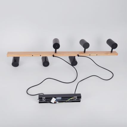 Brilagi - Lampa wisząca na linkach SELE 6xGU10/30W/230V czarna/dekor dębu
