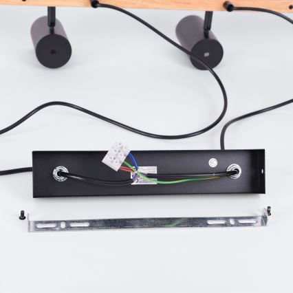 Brilagi - Lampa wisząca na linkach SELE 6xGU10/30W/230V czarna/dekor dębu