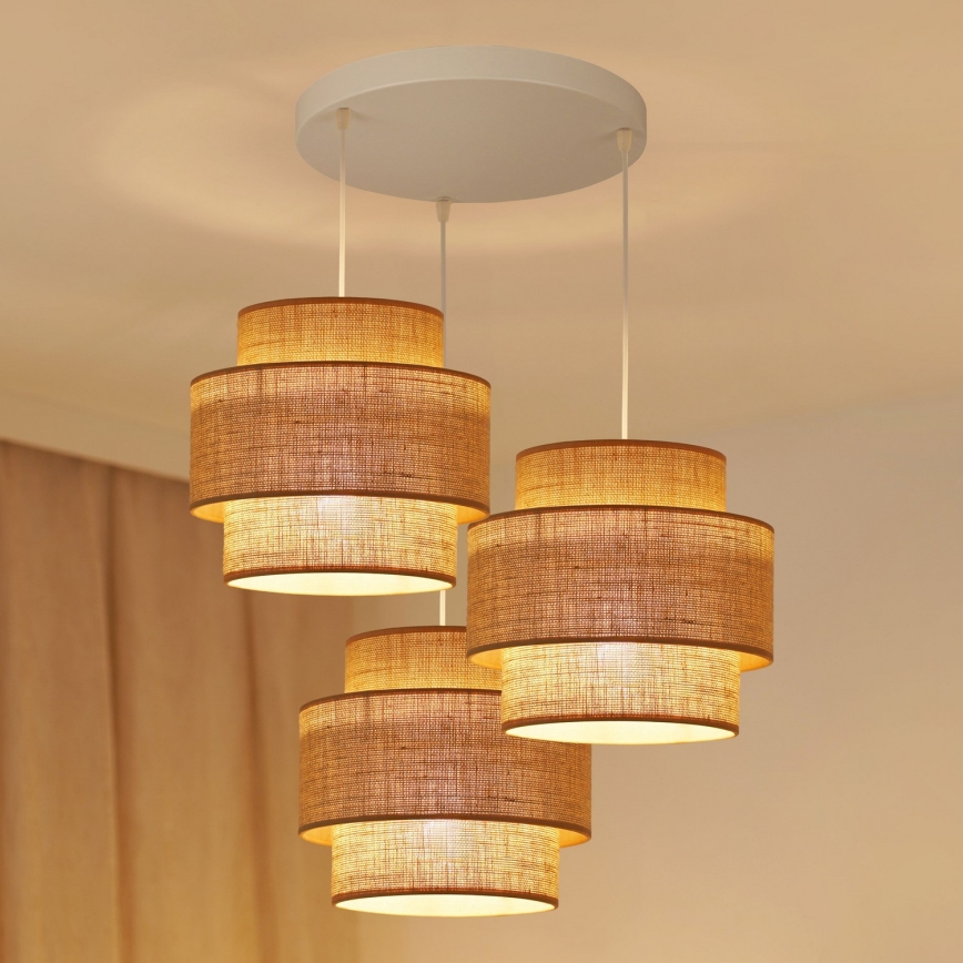 Brilagi - Lampa wisząca na linkach SPACE YUTE 3xE27/15W/230V beżowa/biała