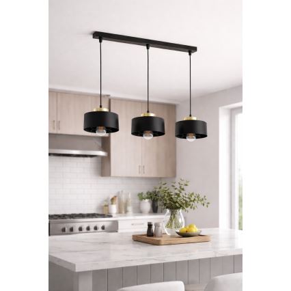 Brilagi - Lampa wisząca na linkach SPRING 3xE27/60W/230V czarna/złota
