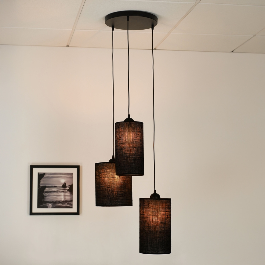 Brilagi - Lampa wisząca na linkach TUBES 3xE27/15W/230V czarna