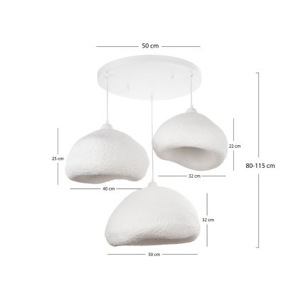 Brilagi - Lampa wisząca na linkach WABI SABI 3xE27/40W/230V śr. 82 cm biała