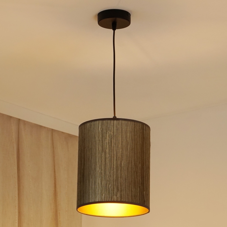 Brilagi - Lampa wisząca na linkę BOSTON ROLLER 1xE27/15W/230V śr. 21 cm słoma brązowa/złota