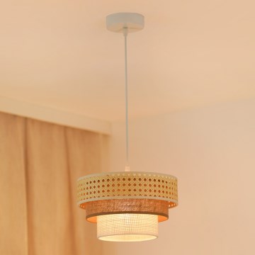 Brilagi - Lampa wisząca na linkę CEDAR LUNETA 1xE27/15W/230V śr. 25 cm rattan/brązowy/kremowy