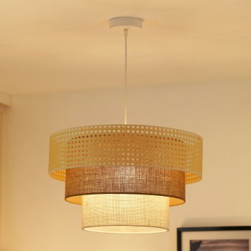 Brilagi - Lampa wisząca na linkę CEDAR LUNETA 1xE27/15W/230V śr. 45 cm rattan/brązowy/kremowy