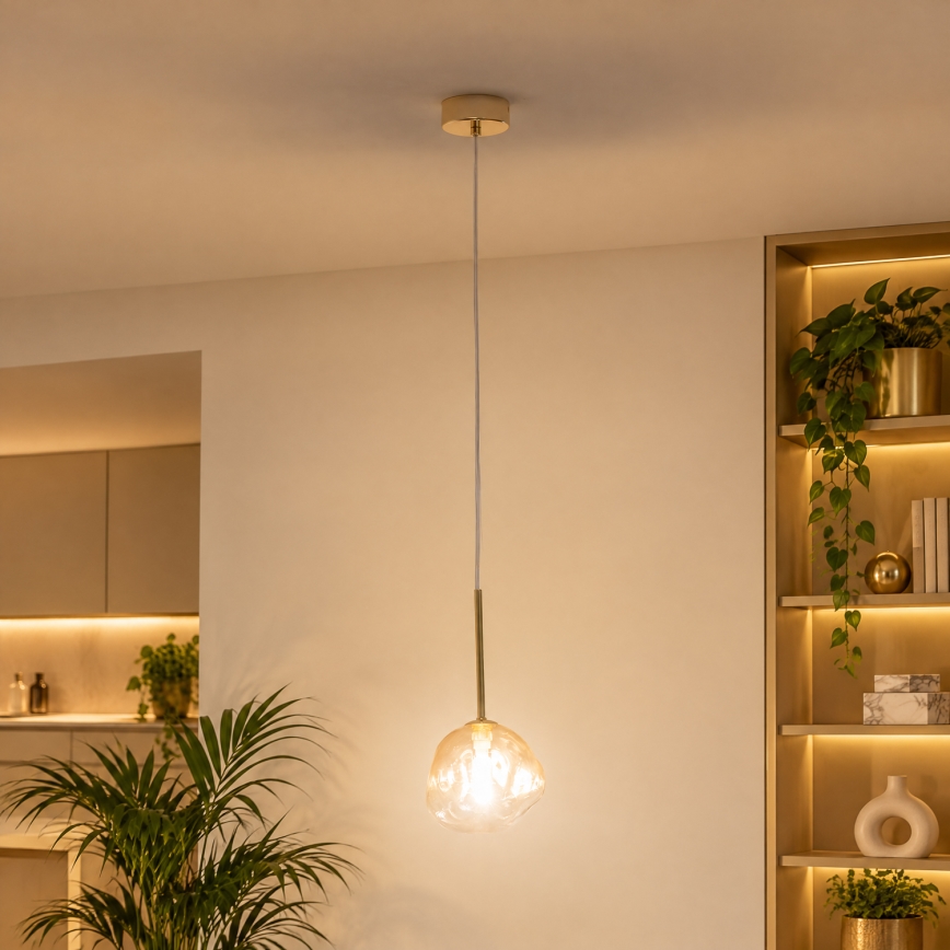 BRILAGI - Lampa wisząca na linku VULCANO 1xG9/8W/230V śr. 15 cm złota/dymny beż