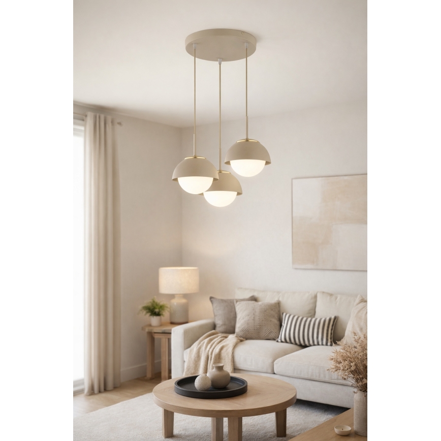 Brilagi - Lampa wisząca na przewodzie COSMO 3xE27/60W/230V beżowo-złota