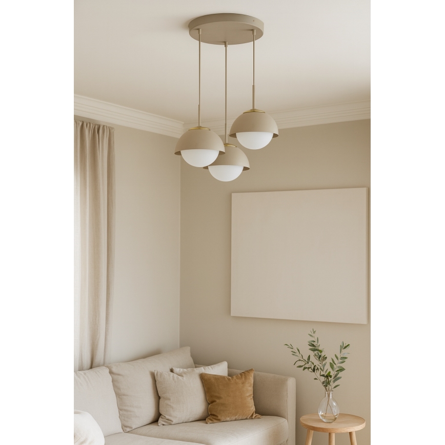 Brilagi - Lampa wisząca na przewodzie COSMO 3xE27/60W/230V beżowo-złota