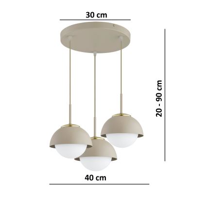 Brilagi - Lampa wisząca na przewodzie COSMO 3xE27/60W/230V beżowo-złota