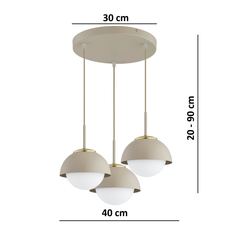Brilagi - Lampa wisząca na przewodzie COSMO 3xE27/60W/230V beżowo-złota