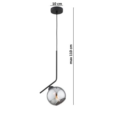 Brilagi - Lampa wisząca na przewodzie DIOR 1xE27/60W/230V czarna/przydymiona szara