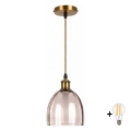 BRILAGI - Lampa wisząca na przewodzie LED RETRO GLASS 1xE27/60W/230V Ø 17 cm złota/dymno-beżowa