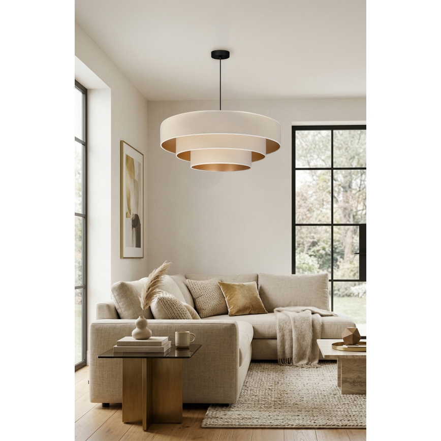 Brilagi - Lampa wisząca na przewodzie LUNETA 3xE27/60W/230V średnica 80 cm kremowa/złota