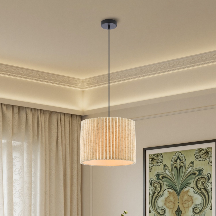 Brilagi - Lampa wisząca na przewodzie NORDIC WAVE 1xE27/15W/230V śr. 32 cm lniany/czarny