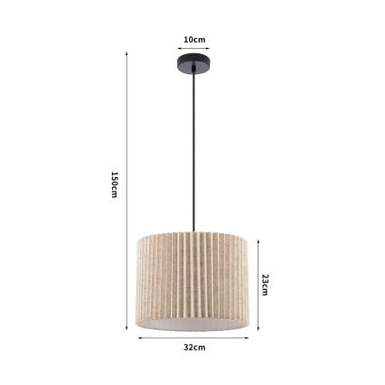 Brilagi - Lampa wisząca na przewodzie NORDIC WAVE 1xE27/15W/230V śr. 32 cm lniany/czarny