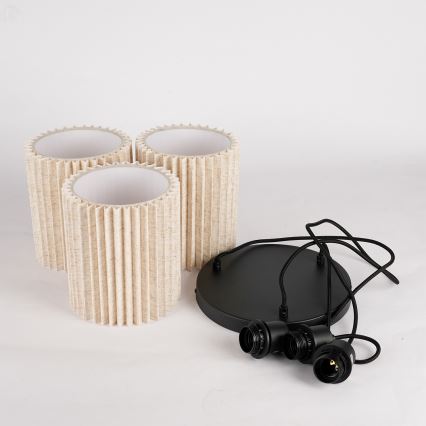 Brilagi - Lampa wisząca na przewodzie NORDIC WAVE 3xE27/15W/230V śr. 38 cm len/czarny