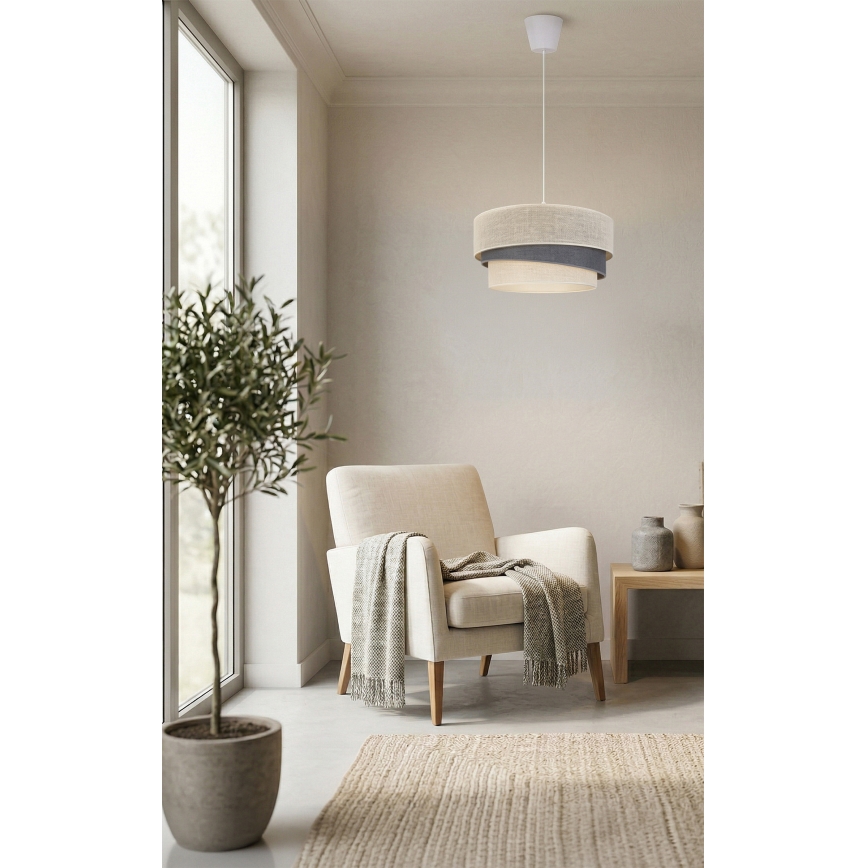 Brilagi - Lampa wisząca na przewodzie TRIO 1xE27/60W/230V Ø 40 cm kremowa/szara