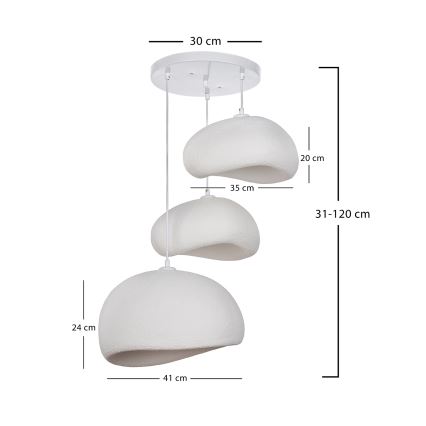 Brilagi - Lampa wisząca na przewodzie WABI SABI 3xE27/40W/230V, średnica 76 cm, biała