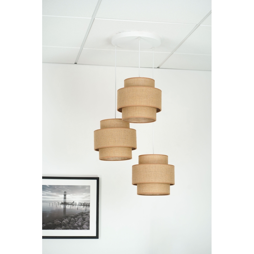 Brilagi - Lampa wisząca na linkach SPACE YUTE 3xE27/15W/230V beżowa/biała