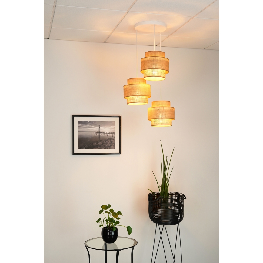 Brilagi - Lampa wisząca na linkach SPACE YUTE 3xE27/15W/230V beżowa/biała