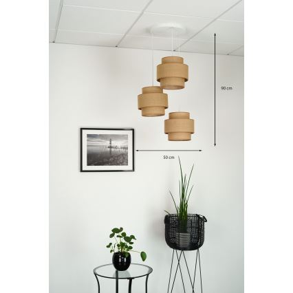 Brilagi - Lampa wisząca na linkach SPACE YUTE 3xE27/15W/230V beżowa/biała