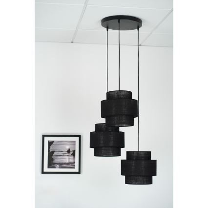 Brilagi - Lampa wisząca na linkach SPACE YUTE 3xE27/15W/230V czarna