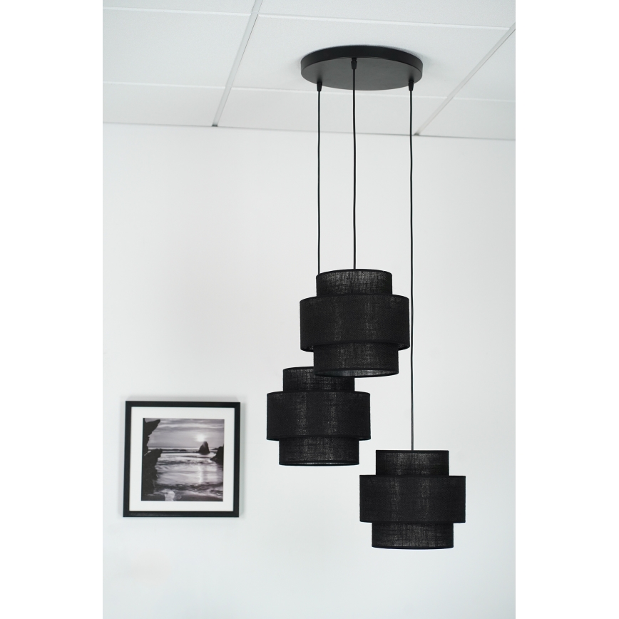 Brilagi - Lampa wisząca na linkach SPACE YUTE 3xE27/15W/230V czarna