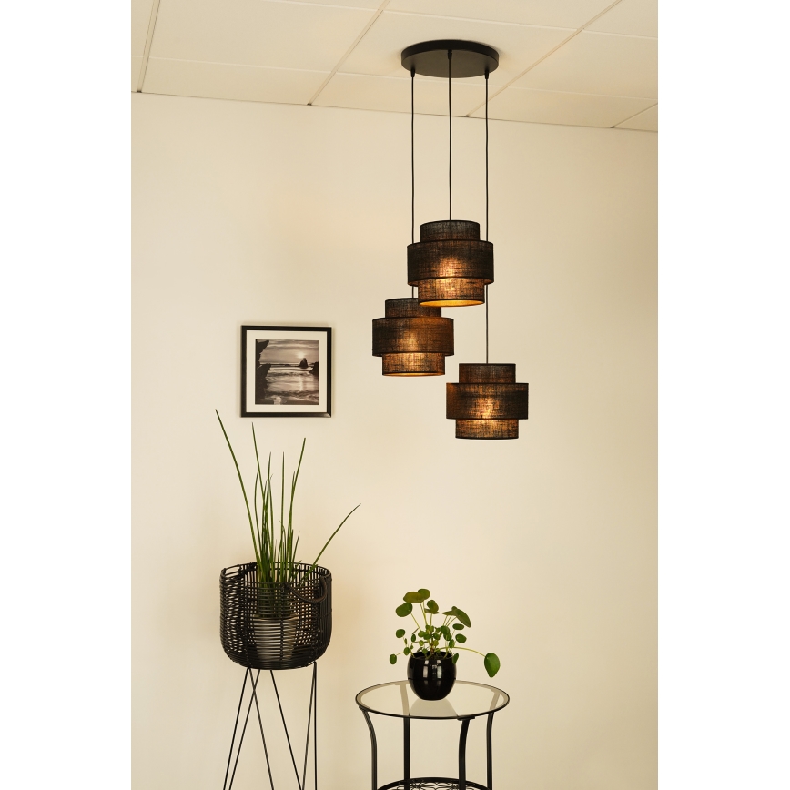 Brilagi - Lampa wisząca na linkach SPACE YUTE 3xE27/15W/230V czarna