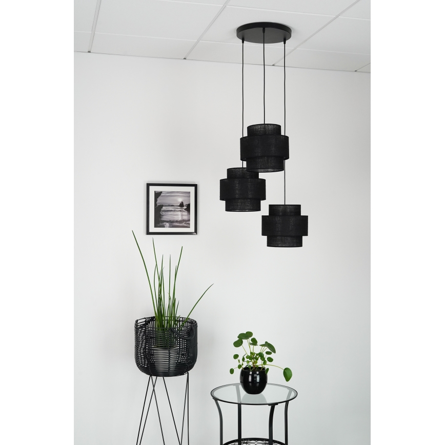 Brilagi - Lampa wisząca na linkach SPACE YUTE 3xE27/15W/230V czarna