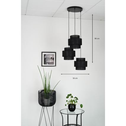 Brilagi - Lampa wisząca na linkach SPACE YUTE 3xE27/15W/230V czarna