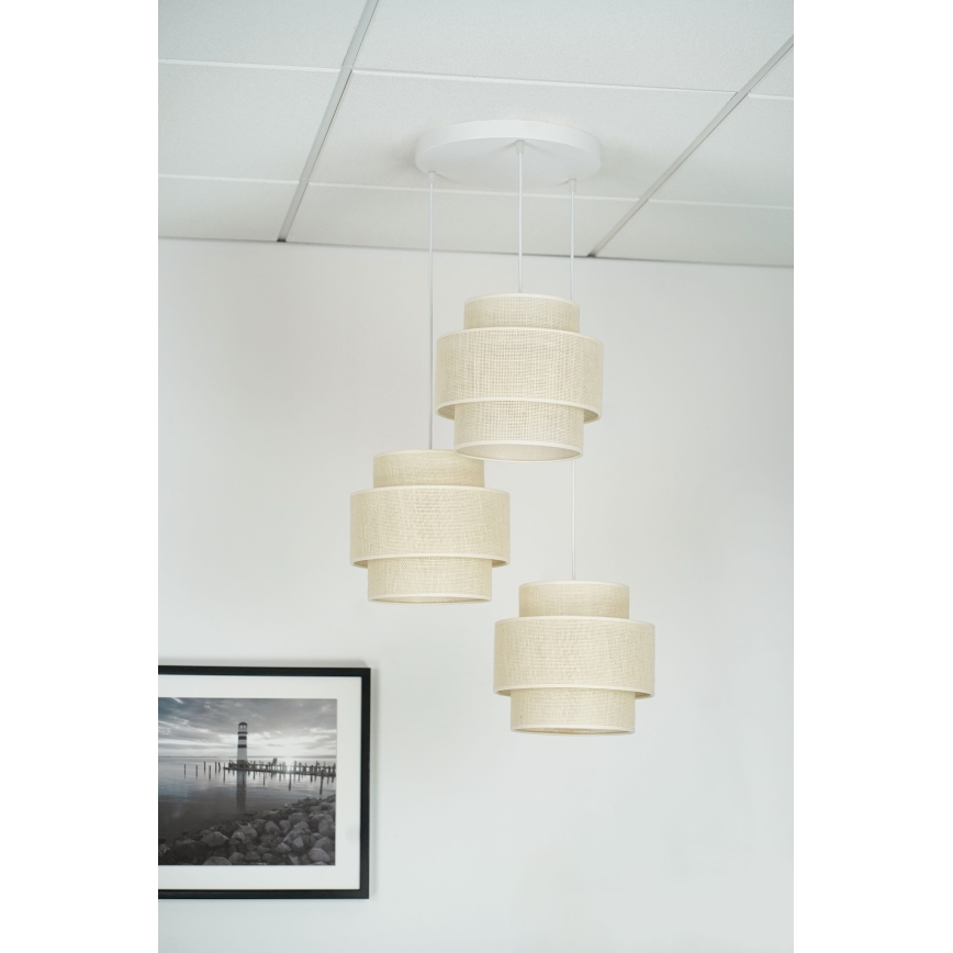 Brilagi - Lampa wisząca na linkach SPACE YUTE 3xE27/15W/230V kremowa/biała