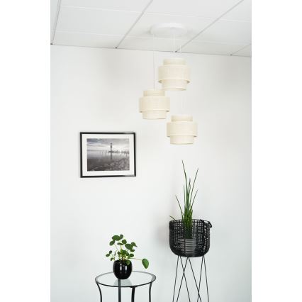 Brilagi - Lampa wisząca na linkach SPACE YUTE 3xE27/15W/230V kremowa/biała
