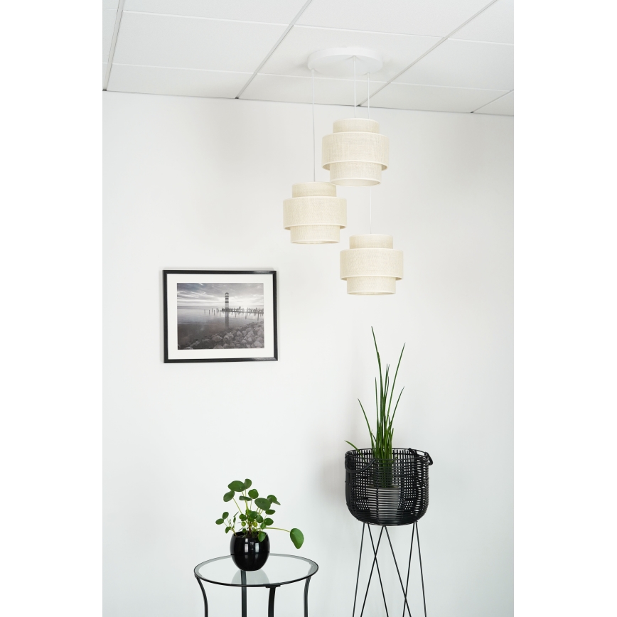 Brilagi - Lampa wisząca na linkach SPACE YUTE 3xE27/15W/230V kremowa/biała