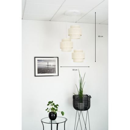 Brilagi - Lampa wisząca na linkach SPACE YUTE 3xE27/15W/230V kremowa/biała