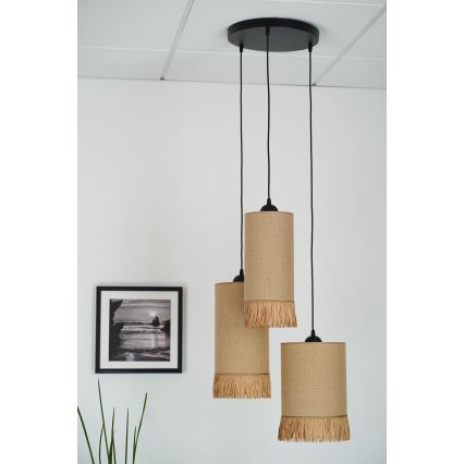 Brilagi - Lampa wisząca na linkach WINNETOU TUBES 3xE27/15W/230V brązowo-czarna