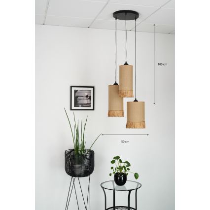 Brilagi - Lampa wisząca na linkach WINNETOU TUBES 3xE27/15W/230V brązowo-czarna